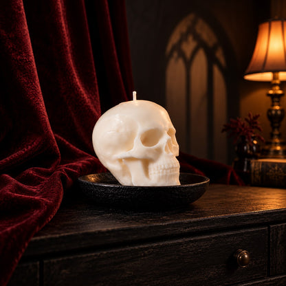 Anatomical Skull Candle — styled room