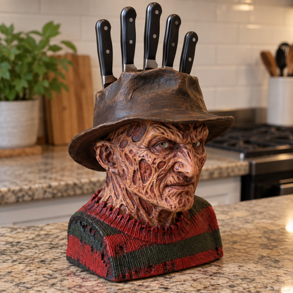 Concept rendering of freddy with knives handmade horror knife holder