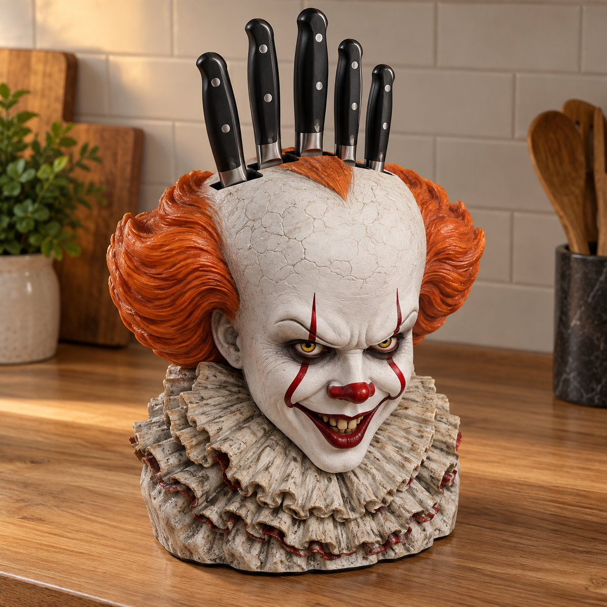 Concept rendering of pennywise with knives handmade horror knife holder